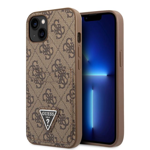 Guess 4G Double Card Triangle Hard Case for iPhone 14 (6.1") - Brown [ GUHCP14SP4TPW ] - SW1hZ2U6MTM4MzExMQ==