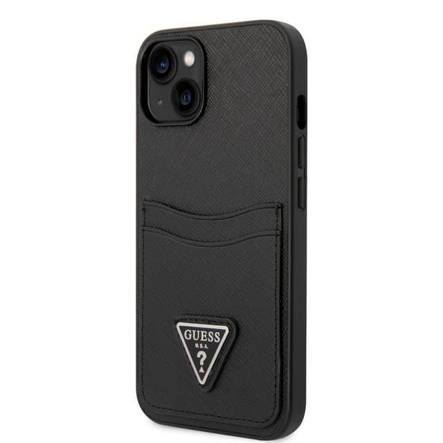 كفر ايفون 14 أسود جيس Guess Saffiano Double Card Hard Case for iPhone 14 Black