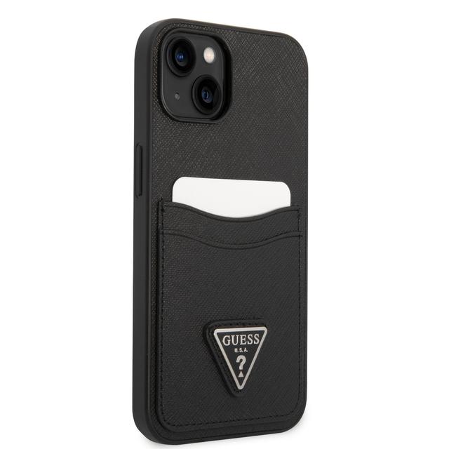 Guess Saffiano Double Card Hard Case for iPhone 14 (6.1") - Black [ GUHCP14SPSATPK ] - SW1hZ2U6MTM4NDAwMA==