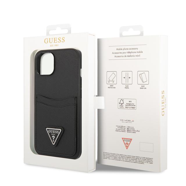 كفر ايفون 14 أسود جيس Guess Saffiano Double Card Hard Case for iPhone 14 Black - SW1hZ2U6MTM4NDAwMg==