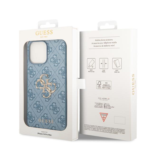 Guess PU 4G Big Metal Logo Hard Case for iPhone 14 Pro Max (6.7") - Blue [ GUHCP14X4GMGBL ] - SW1hZ2U6MTM4NTg4NA==