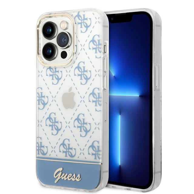 Guess 4G Electro Script Hard Case for iPhone 14 Pro Max (6.7") - Blue [ GUHCP14XHG4MHB ] - SW1hZ2U6MTM4NTc3OQ==