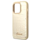 كفر ايفون 14 برو ماكس ذهبي جيس Guess Pu Croco Case With Metal Camera Outline For iPhone 14 Pro Max Gold