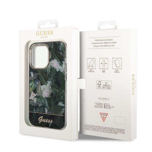 Guess PC/TPU IML Case With Double Layer Electroplated Camera Outline & Toile De Jouy For iPhone 14 Pro Max - Green [ GUHCP14XHGJGHA ] - SW1hZ2U6MTM4NTUwNw==