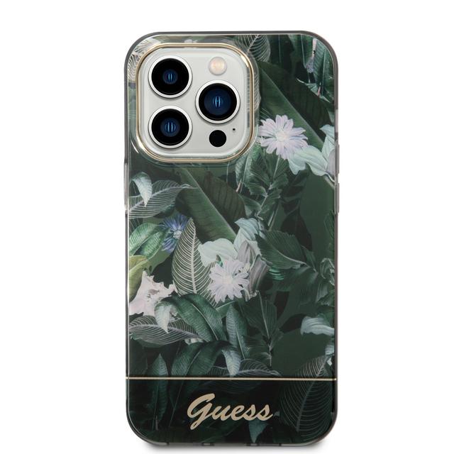 Guess PC/TPU IML Case With Double Layer Electroplated Camera Outline & Toile De Jouy For iPhone 14 Pro Max - Green [ GUHCP14XHGJGHA ] - SW1hZ2U6MTM4NTUxMw==