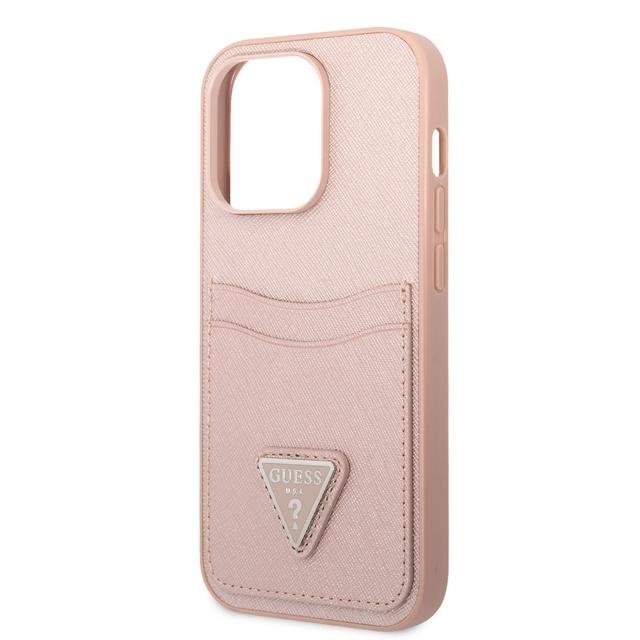 كفر ايفون 14 برو ماكس زهر جيس Guess Saffiano Double Card Hard Case for iPhone 14 Pro Max Pink - SW1hZ2U6MTM4NjE1Mw==