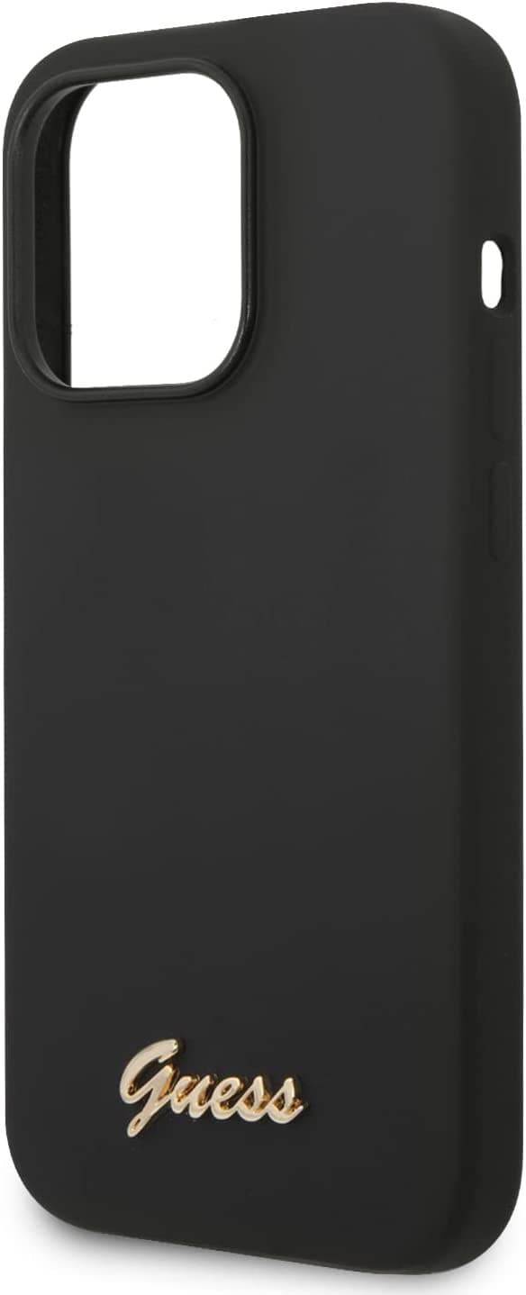 كفر ايفون 14 برو ماكس سيليكون أسود جيس Guess Silicone PC Camera Script Logo Hard Case for iPhone 14 Pro Max Black - 278765