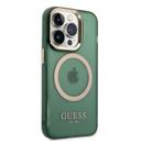 Guess Magsafe Case With Translucent Gold Outline For iPhone 14 Pro - Kaki [ GUHMP14LHTCMA ] - SW1hZ2U6MTM4NDk1NA==