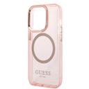 Guess Magsafe Case With Translucent Gold Outline For iPhone 14 Pro - Pink [ GUHMP14LHTCMP ] - SW1hZ2U6MTM4NDk2NQ==