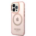 Guess Magsafe Case With Translucent Gold Outline For iPhone 14 Pro - Pink [ GUHMP14LHTCMP ] - SW1hZ2U6MTM4NDk2OQ==