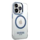 كفر ايفون 14 برو ماغ سيف أزرق جيس Guess Outline Transparent MagSafe Case for iPhone 14 Pro Blue - SW1hZ2U6MTM4NDk4MQ==