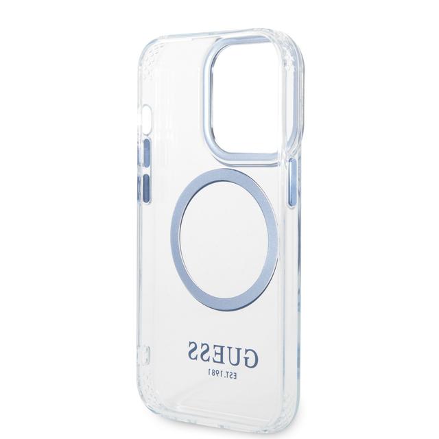 Guess Outline Transparent MagSafe Case for iPhone 14 Pro - Blue [ GUHMP14LHTRMB ] - SW1hZ2U6MTM4NDk4Nw==