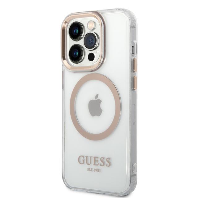 Guess Outline Transparent MagSafe Case for iPhone 14 Pro - Gold [ GUHMP14LHTRMD ] - SW1hZ2U6MTM4NDgyNg==