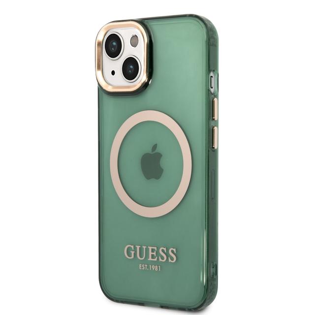 Guess Magsafe Case With Translucent Gold Outline For iPhone 14 Plus - Kaki [ GUHMP14MHTCMA ] - SW1hZ2U6MTM4Njc5Ng==