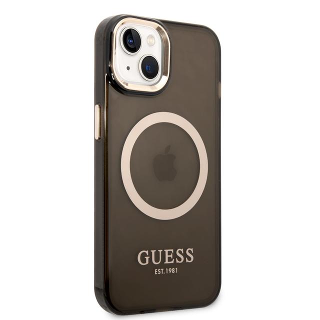 Guess Magsafe Case With Translucent Gold Outline For iPhone 14 Plus - Black [ GUHMP14MHTCMK ] - SW1hZ2U6MTM4NjYwMA==