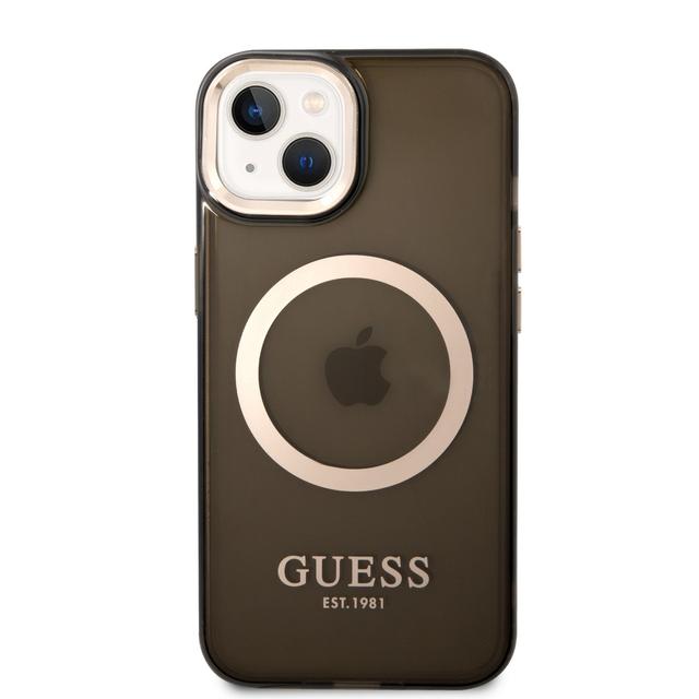 Guess Magsafe Case With Translucent Gold Outline For iPhone 14 Plus - Black [ GUHMP14MHTCMK ] - SW1hZ2U6MTM4NjYxMA==