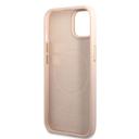 كفر حماية ايفون 14 بلس ماغ سيف زهر جيس Guess Magsafe 4G PU Case With Metal Plate Logo For iPhone 14 Plus Pink