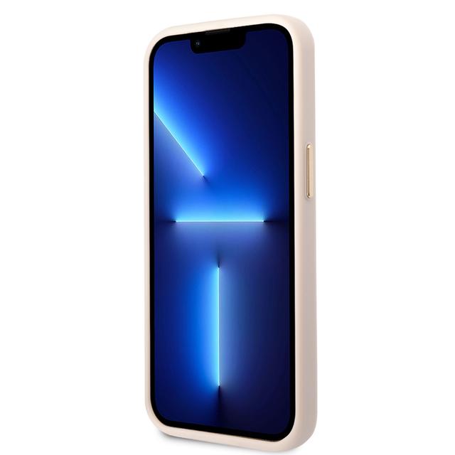 كفر حماية ايفون 14 بلس ماغ سيف زهر جيس Guess Magsafe 4G PU Case With Metal Plate Logo For iPhone 14 Plus Pink
