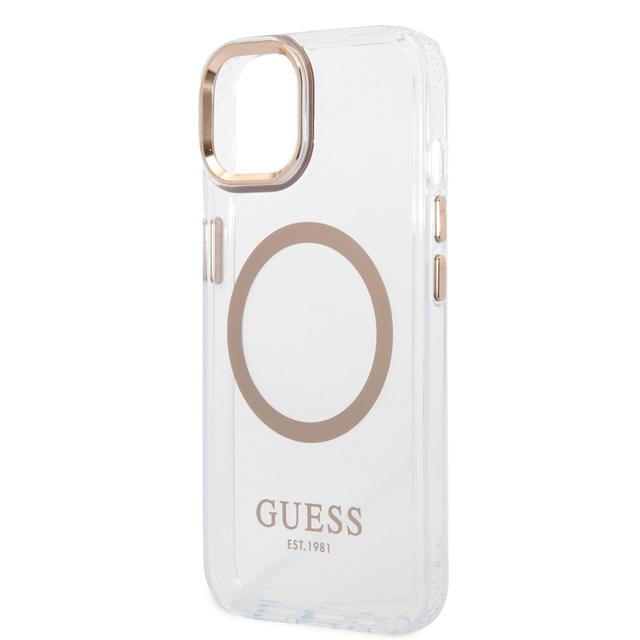 Guess Outline Transparent MagSafe Case for iPhone 14 - Gold [ GUHMP14SHTRMD ] - SW1hZ2U6MTM4MzY1Mw==