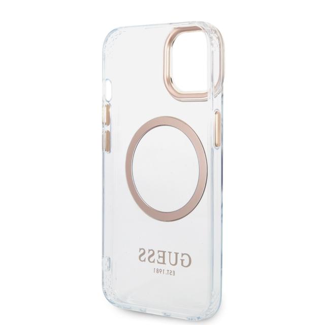 كفر ايفون 14 ماغ سيف ذهبي جيس Guess Outline Transparent MagSafe Case for iPhone 14 Gold - SW1hZ2U6MTM4MzY1OQ==