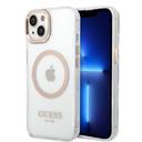 كفر ايفون 14 ماغ سيف ذهبي جيس Guess Outline Transparent MagSafe Case for iPhone 14 Gold - SW1hZ2U6MTM4MzY2Mw==