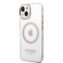 Guess Outline Transparent MagSafe Case for iPhone 14 - Gold [ GUHMP14SHTRMD ] - SW1hZ2U6MTM4MzY2NQ==