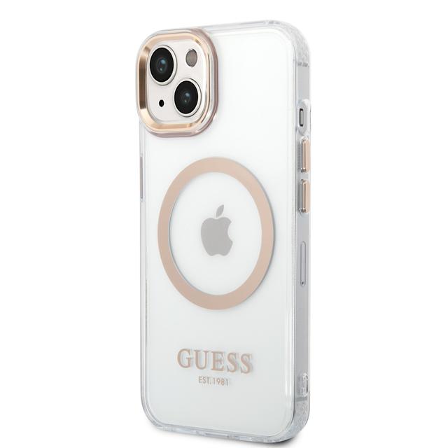 كفر ايفون 14 ماغ سيف ذهبي جيس Guess Outline Transparent MagSafe Case for iPhone 14 Gold - SW1hZ2U6MTM4MzY2NQ==