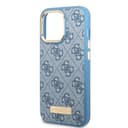 كفر ايفون 14 برو ماكس ماغ سيف أزرق جيس Guess Magsafe 4G PU Case With Metal Plate Logo For iPhone 14 Pro Max Blue
