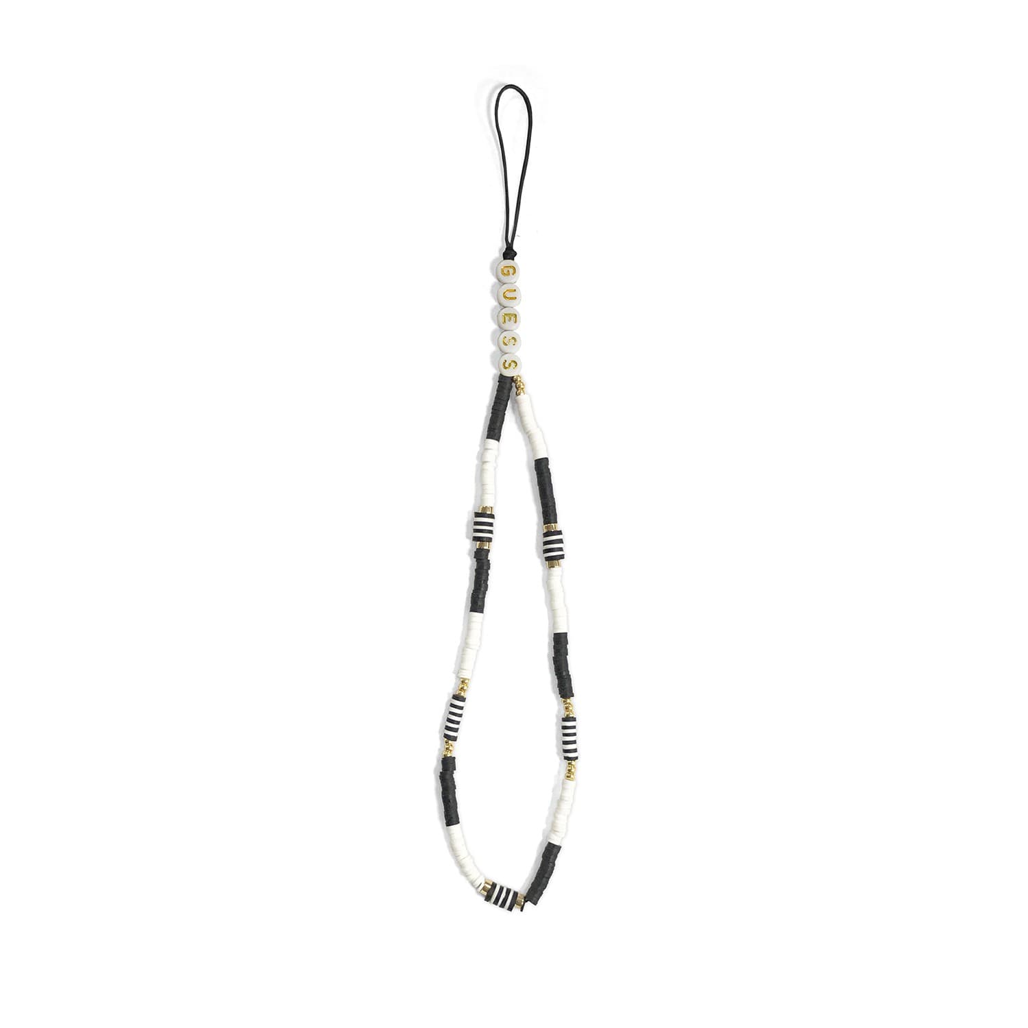 Guess Phone Strap Beads Heishi 25cm - Black & White [ GUSTBCKH ]