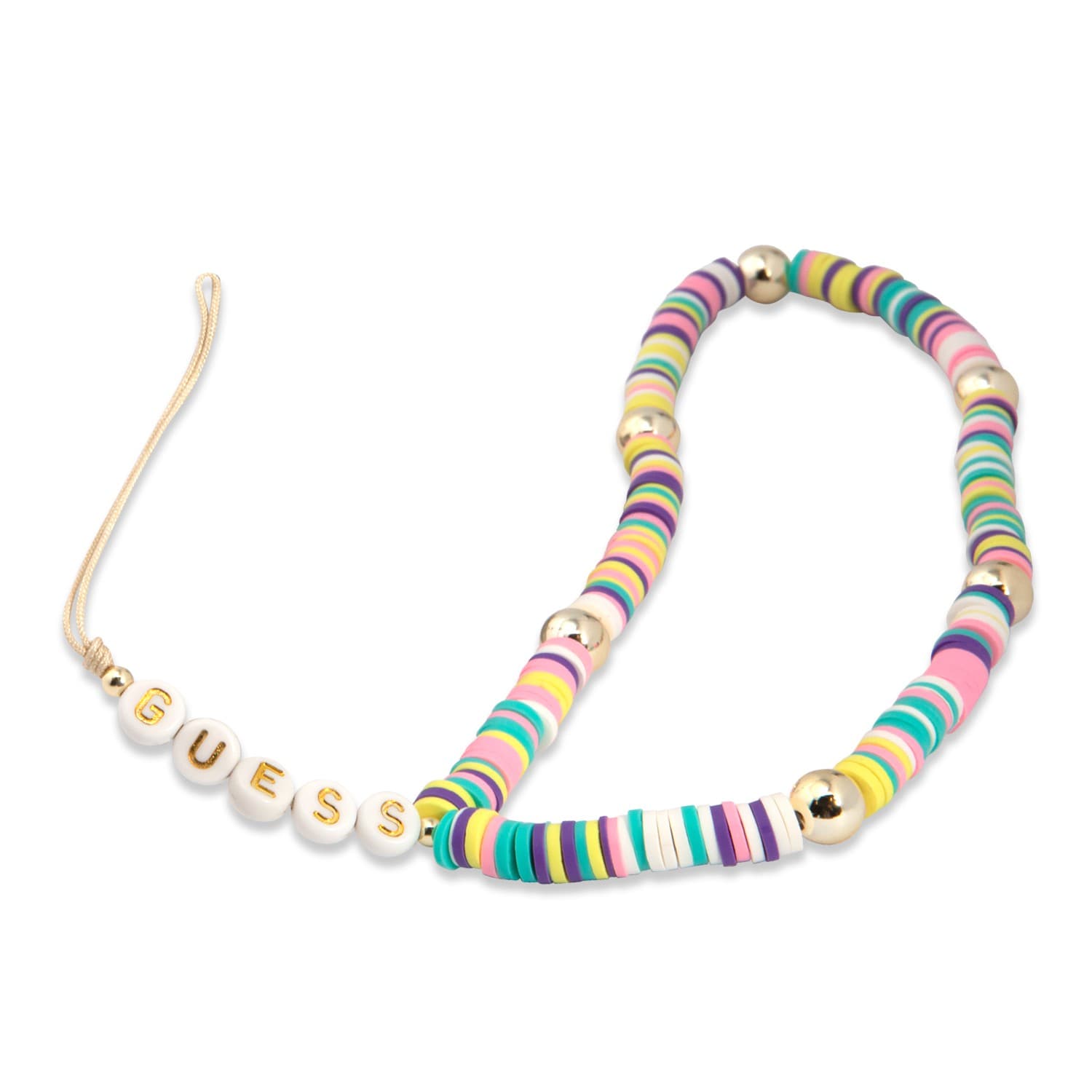 Guess Phone Strap Heishi Beads and Pearls 25CM - Multicolor [ GUSTPEAM ]