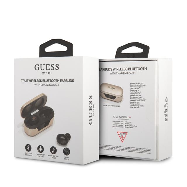 Guess Classic Logo True Wireless Bluetooth Earbuds V5.0 with Charging Case - Gold [ GUTWST31ED ] - SW1hZ2U6MTM4NzIwMw==