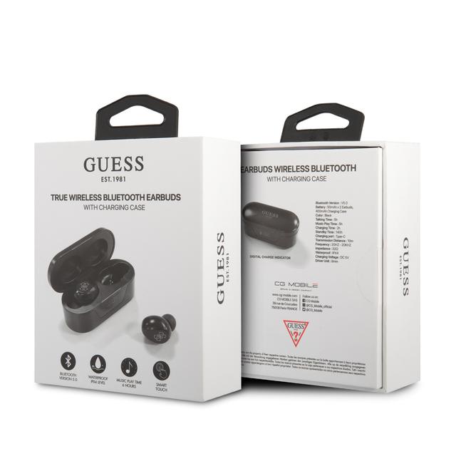Guess Classic Logo True Wireless Bluetooth Earbuds V5.0 with Charging Case - Black [ GUTWST31EK ]