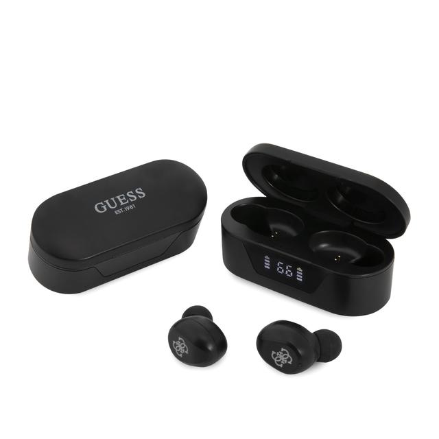 Guess Classic Logo True Wireless Bluetooth Earbuds V5.0 with Charging Case - Black [ GUTWST31EK ]