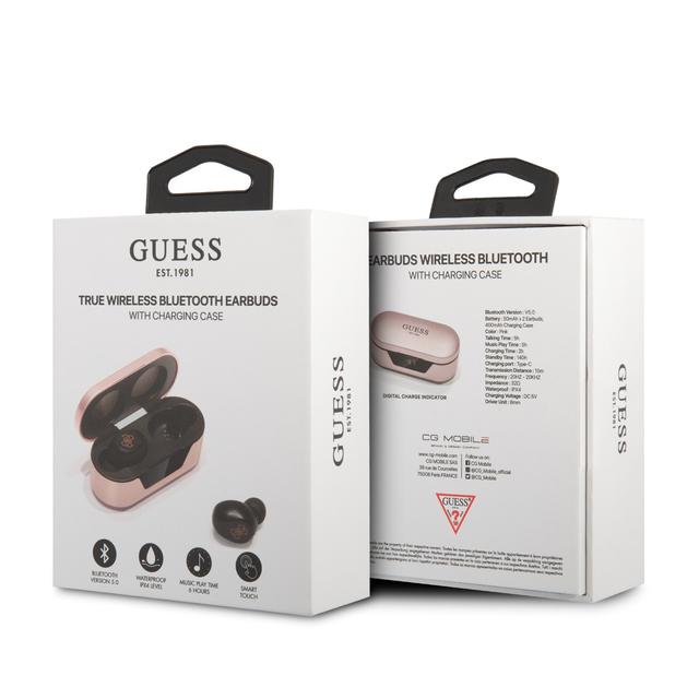 Guess Classic Logo True Wireless Bluetooth Earbuds V5.0 with Charging Case - Pink [ GUTWST31EP ] - SW1hZ2U6MTM4NzIzMQ==