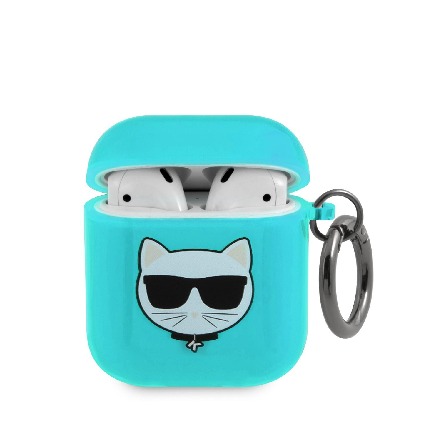 Karl Lagerfeld TPU Choupette Fluo Case for Apple Airpods 1/2 - Blue [ KLA2UCHFL ]