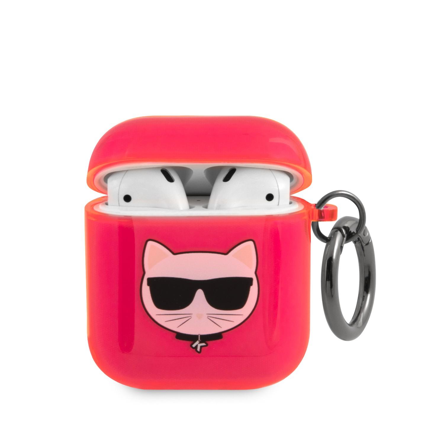 Karl Lagerfeld TPU Choupette Fluo Case for Apple Airpods 1/2 - Pink [ KLA2UCHFP ]