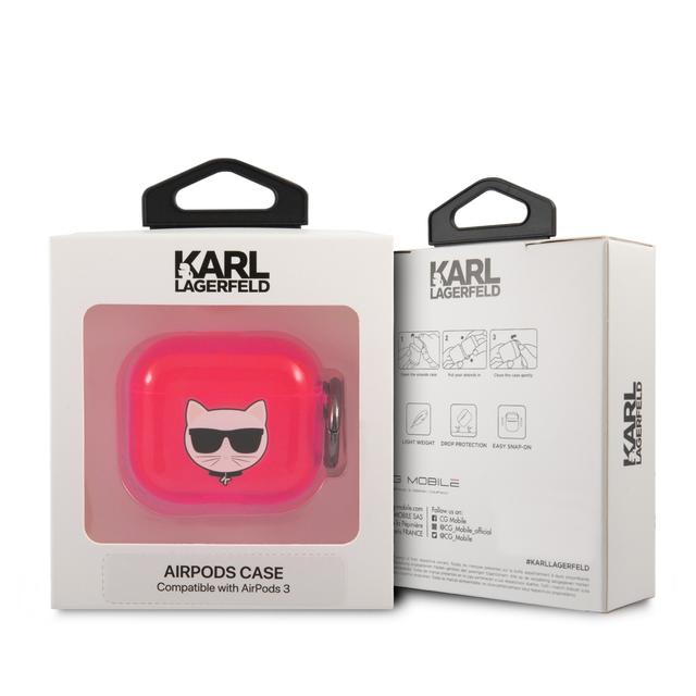 جراب سماعات ابل ايربودز 3 بلاستيكي لون وردي من كارل لاغرفيلد Karl Lagerfeld TPU Choupette Fluo Case for Apple Airpods 3 - SW1hZ2U6MTM4Nzk0NQ==