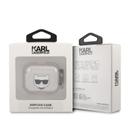 جراب سماعات ابل ايربودز 3 بلاستيكي لامع لون فضي من كارل لاغرفيلد Karl Lagerfeld TPU Choupette Glitter Case for Apple Airpods 3