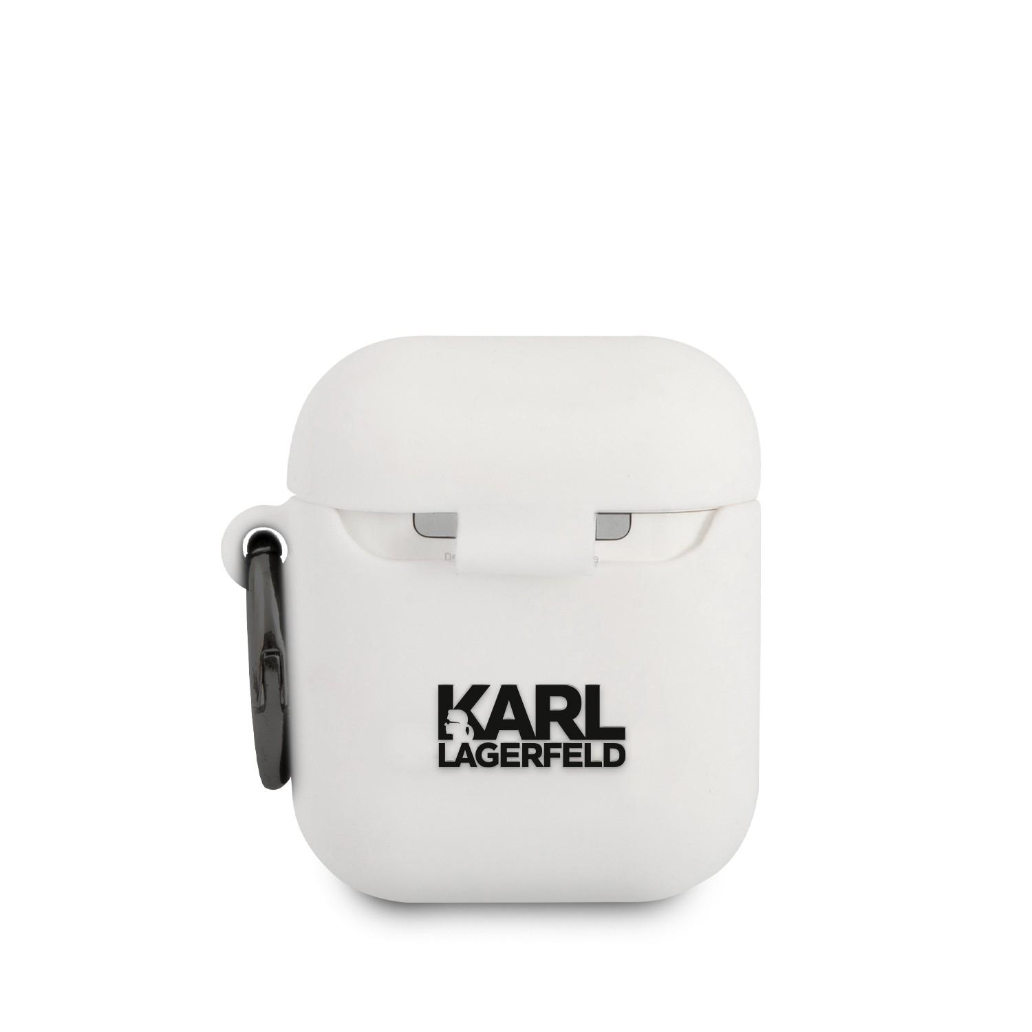 Karl Lagerfeld Black RSG Logo Case for Apple Airpods 1/2 - White [ KLACA2SILRSGWH ]