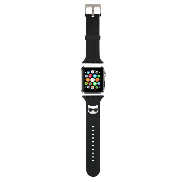 سير ساعة ابل 42 و 44 مم سيليكون لون أسود من كارل لاغرفيلد Karl Lagerfeld Strap Silicone Choupette Head Logo For Apple Watch - SW1hZ2U6MTM4ODE0NQ==