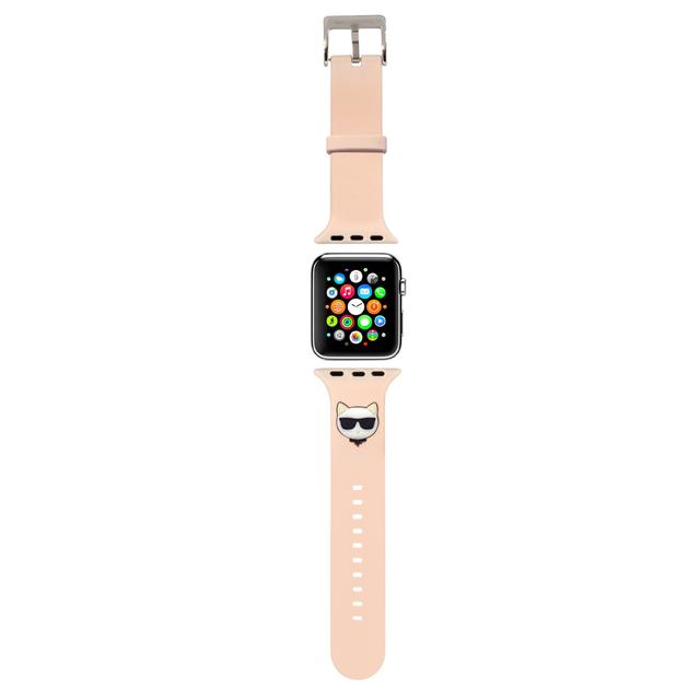 سير ساعة ابل 42 و 44 مم سيليكون لون وردي من كارل لاغرفيلد Karl Lagerfeld Strap Silicone Choupette Head Logo For Apple Watch - SW1hZ2U6MTM4ODE2Nw==