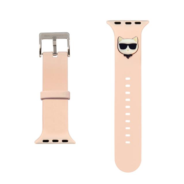 سير ساعة ابل 42 و 44 مم سيليكون لون وردي من كارل لاغرفيلد Karl Lagerfeld Strap Silicone Choupette Head Logo For Apple Watch - SW1hZ2U6MTM4ODE2OQ==