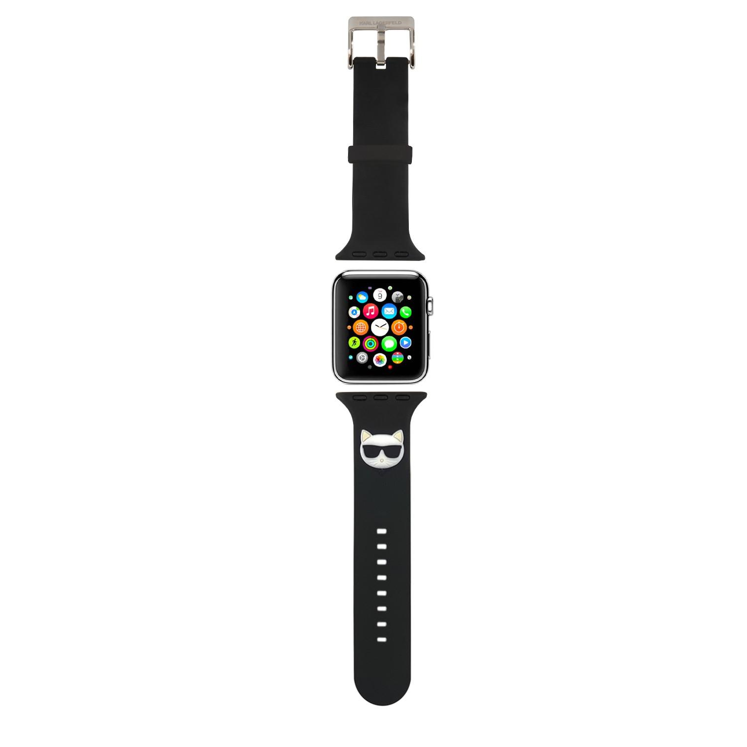 Karl Lagerfeld Strap Silicone Choupette Head Logo For Apple Watch 38/40MM - Black [ KLAWMSLCK ]