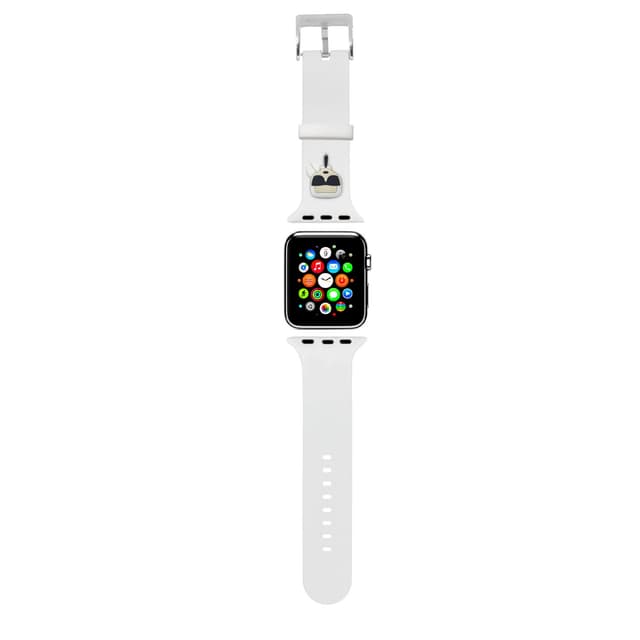 سير ساعة ابل 40 و 38 مم سيليكون لون أبيض من كارل لاغرفيلد Karl Lagerfeld Strap Silicone Karl Head Logo For Apple Watch