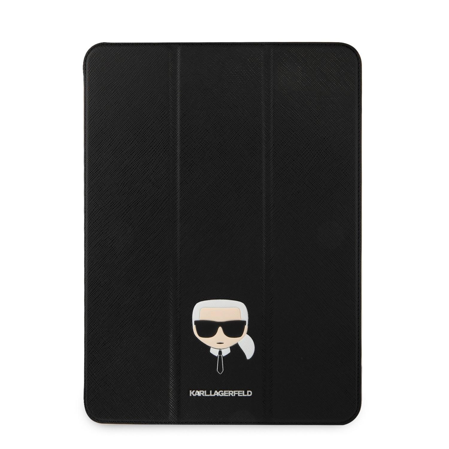 كفر ايباد 11 بوصة سافيانو ايكونيك لون أسود من كارل لاغرفيلد Karl Lagerfeld PU Saffiano Karl Head Folio Case for iPad