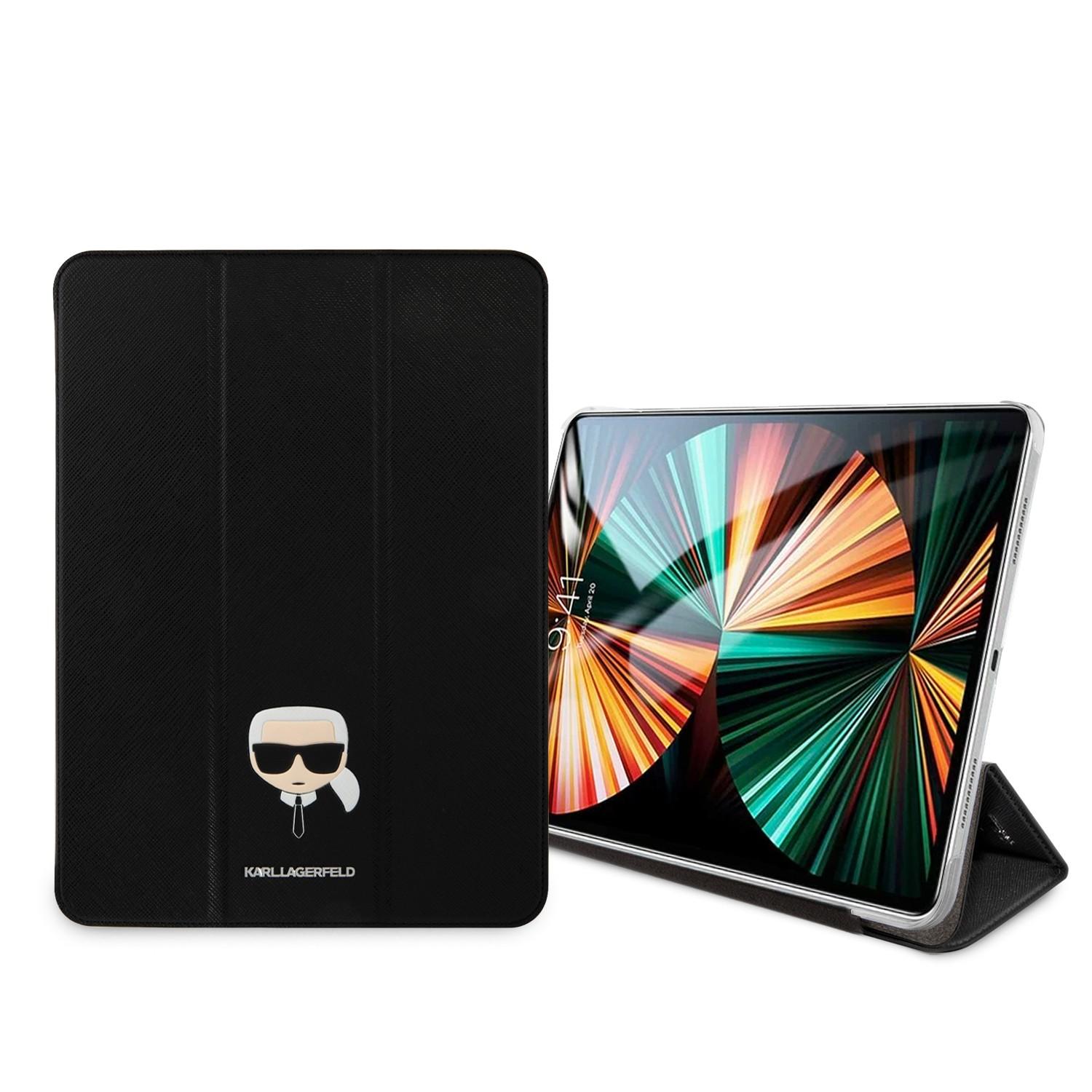 كفر ايباد 12.9 بوصة سافيانو لون أسود من كارل لاغرفيلد Karl Lagerfeld PU Saffiano Karl Head Folio Case for iPad