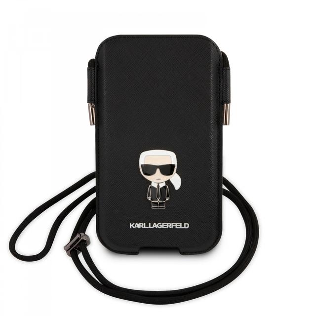 Karl Lagerfeld PU Saffiano Pouch With Karl Ikonic Large - Black [ KLHCP12LOPHKMK ] - SW1hZ2U6MTM5MjA1OA==