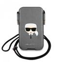 Karl Lagerfeld PU Saffiano Pouch With Karl`s Head Medium - Silver [ KLHCP12MOPHKHG ] - SW1hZ2U6MTM5MjA1Mw==