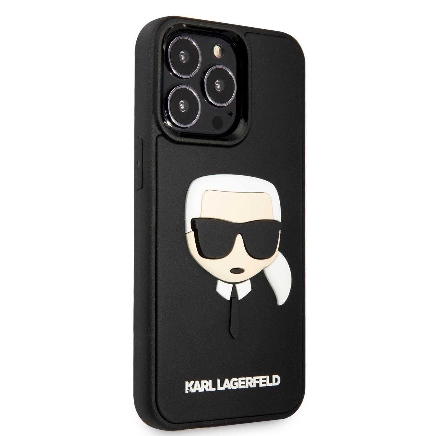 كفر جوال ايفون 13 برو ثري دي رابر لون أسود من كارل لاغرفيلد Karl Lagerfeld 3D Rubber Case Karl Head For iPhone 13 Pro