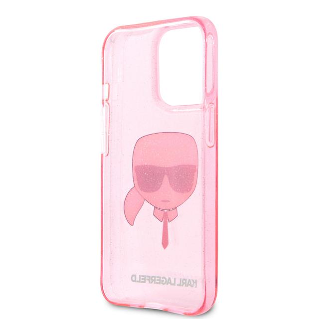 Karl Lagerfeld TPU Full Glitter Karl Head Case For iPhone 13 Pro (6.1") - Pink [ KLHCP13LKHTUGLP ] - SW1hZ2U6MTM4ODQwMw==